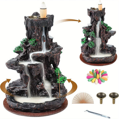 Backflow Incense Burner Waterfall with 120 Cones, Dual-Sided Incense Hol... — View 7