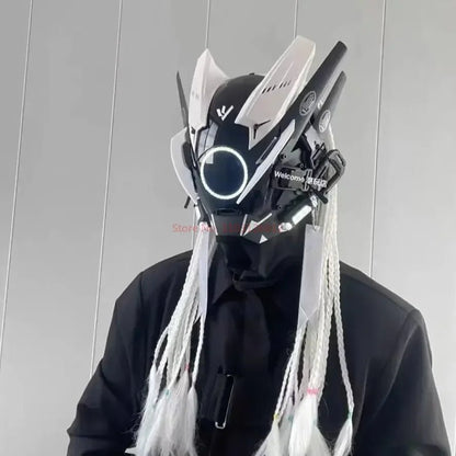 Cyberpunk Helmet Shinobi Mask: Robot Samurai Armor with LED Light — View 37