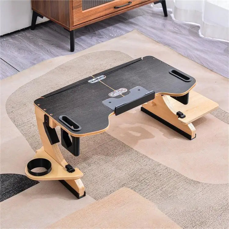 Wood Laptop Stand 360° Adjustable Foldable Portable Computer Desk Reclining Ergonomic 10-17" Natural