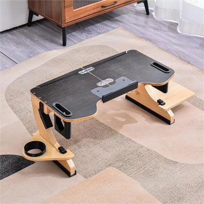 Wood Laptop Stand 360° Adjustable Foldable Portable Computer Desk Reclining Ergonomic 10-17" Natural