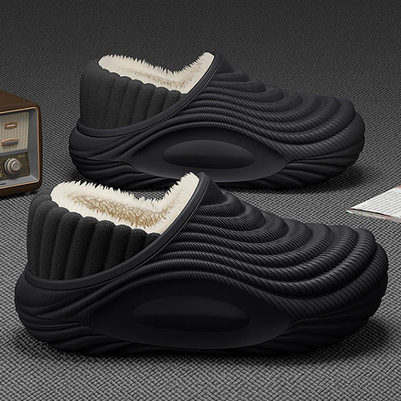 CloudWalk™ Waterproof Winter Slides | Plush-Lined EVA Thick-Bottom Slippers