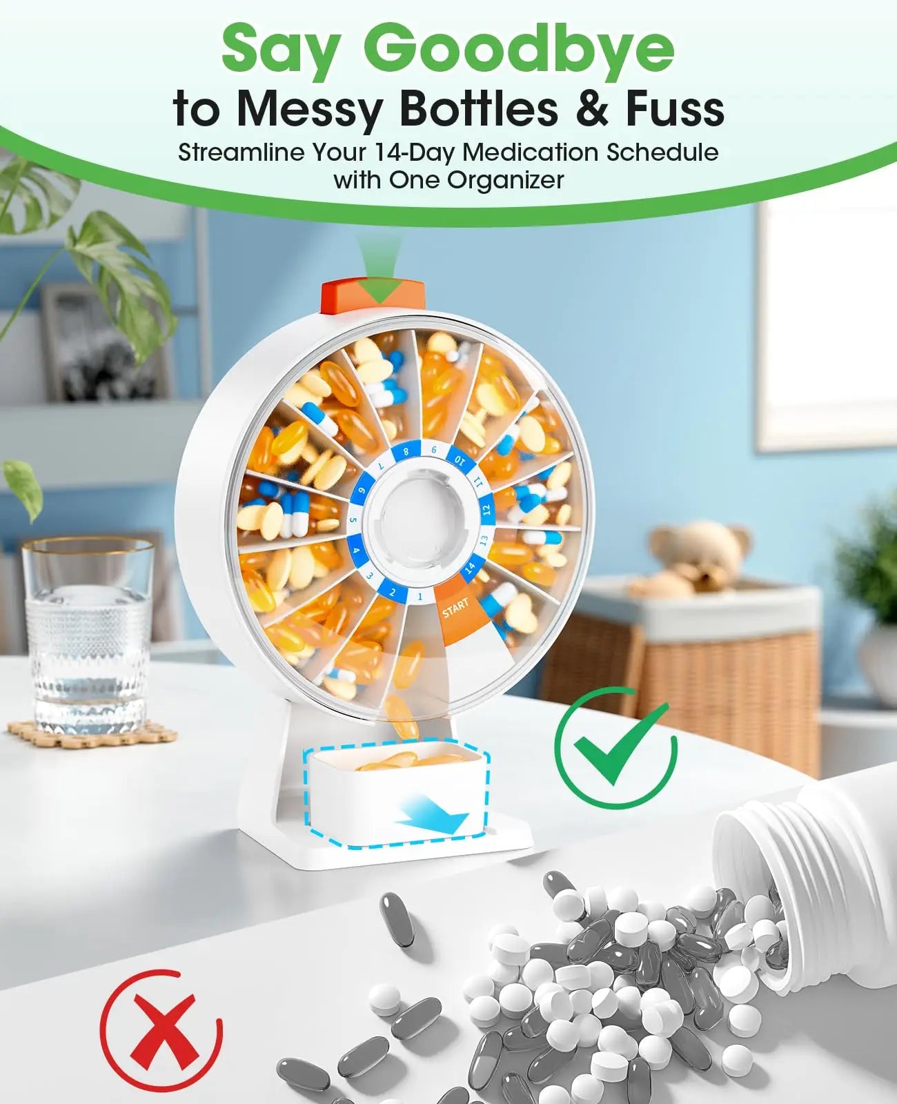 14-Day Smart Pill Organizer – Wall-Mounted & Tabletop Medicine Dispenser... — View 4