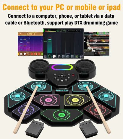 9-Pad Portable Smart Electronic Drum Kit — View 5