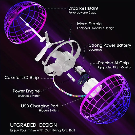 Rechargeable Flying Hover Ball Toy with RGB Lights, Hand-Controlled Floa... — View 2