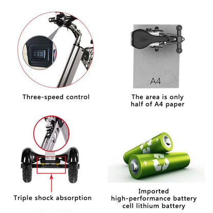 K7S Mini E-Bike | Foldable 3-Wheel Electric Scooter for Teens & Adults | 250W, 36V, 7.8Ah Electric Bike