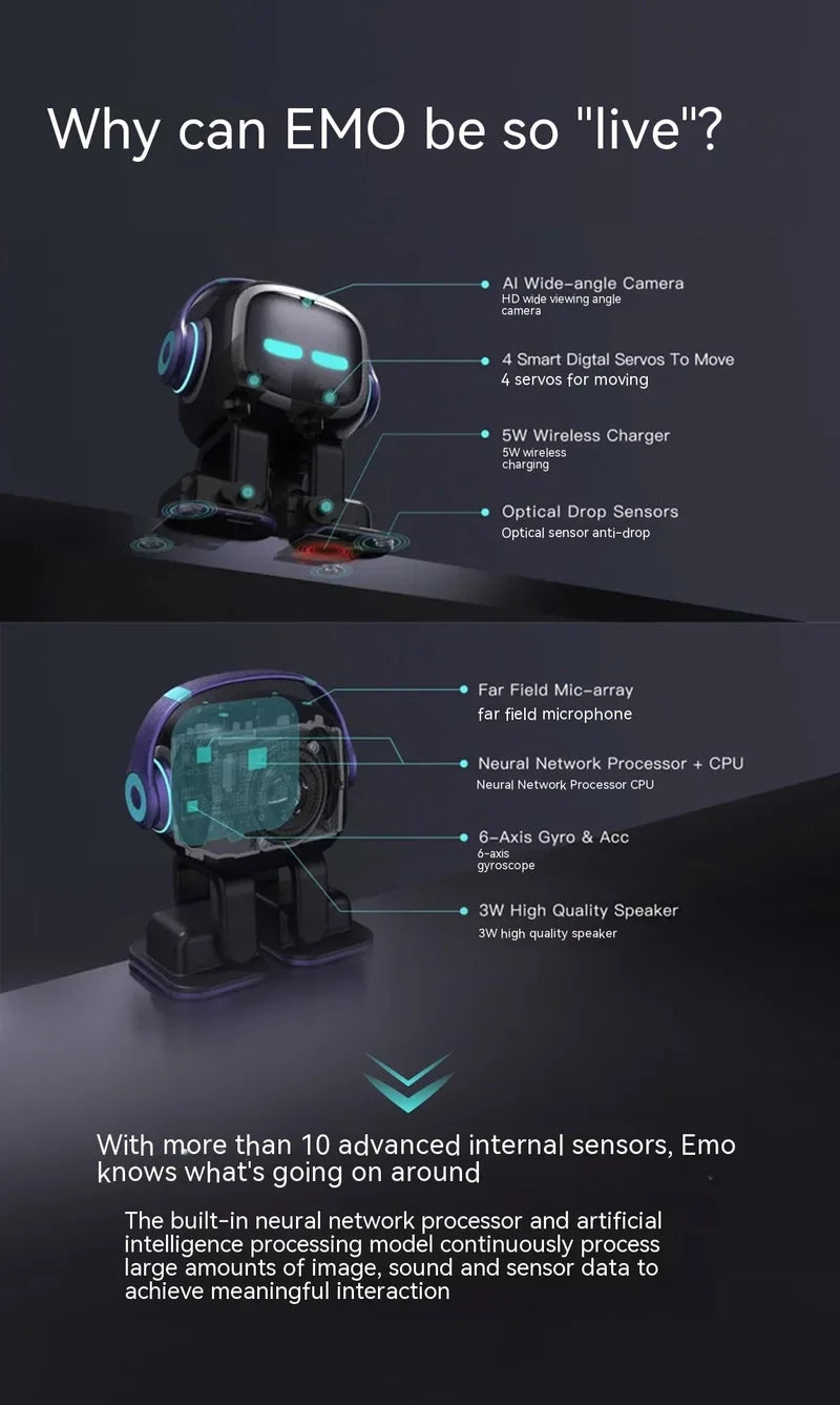 Emo Intelligent AI Robot Pet | Your Smart Voice-Controlled Desktop Companion