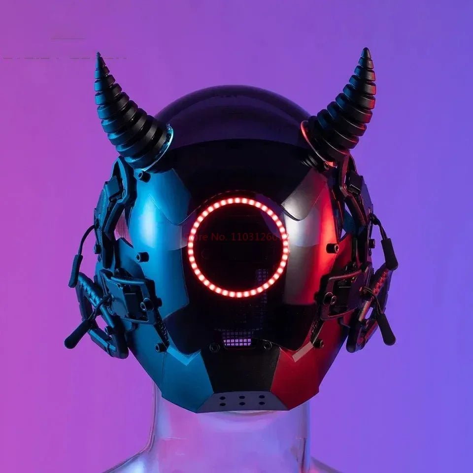 Cyberpunk Helmet Shinobi Mask: Robot Samurai Armor with LED Light — View 34
