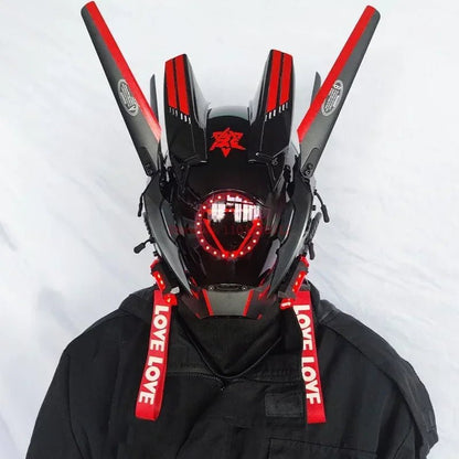 Cyberpunk Helmet Shinobi Mask: Robot Samurai Armor with LED Light — View 6
