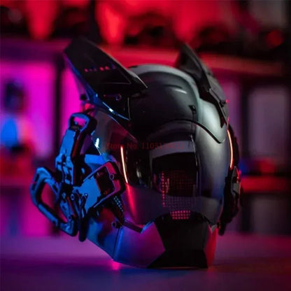 Cyberpunk Helmet Shinobi Mask: Robot Samurai Armor with LED Light — View 22