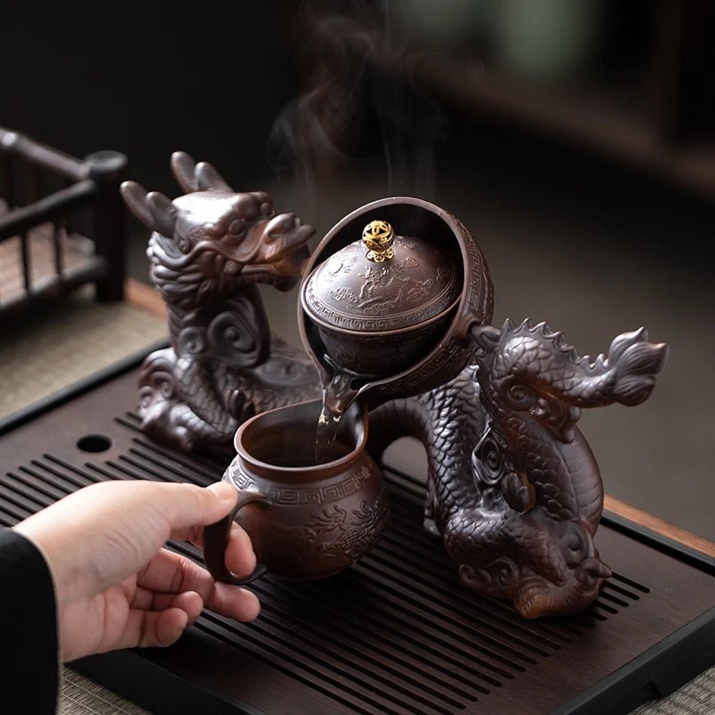 Creative Magnetic Rotating Water-Conducting, Semi-Automatic Dragon Tea Set — Gift Idea