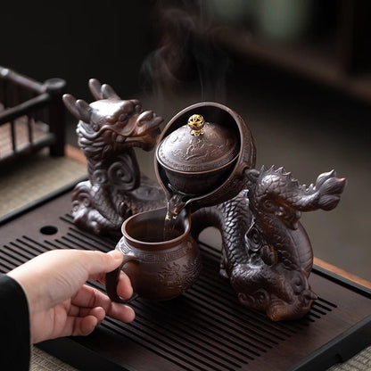 Creative Magnetic Rotating Water-Conducting, Semi-Automatic Dragon Tea Set — Gift Idea