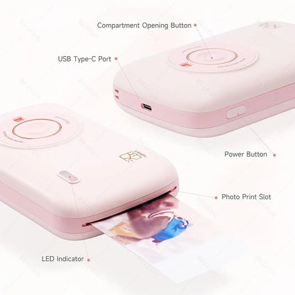 Portable Color Photo Printer 300DPI Wireless 2x3 Inch Travel Picture Pri... — View 3