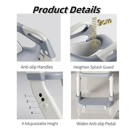 3-in-1 Toddler Potty Training Seat with Steps - Adjustable Toilet Ladder... — View 6