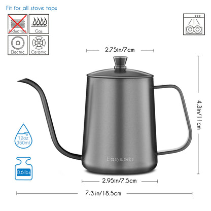 Easyworkz Gage Gooseneck Stainless Steel Pour Over Coffee Kettle - Coffe... — View 9