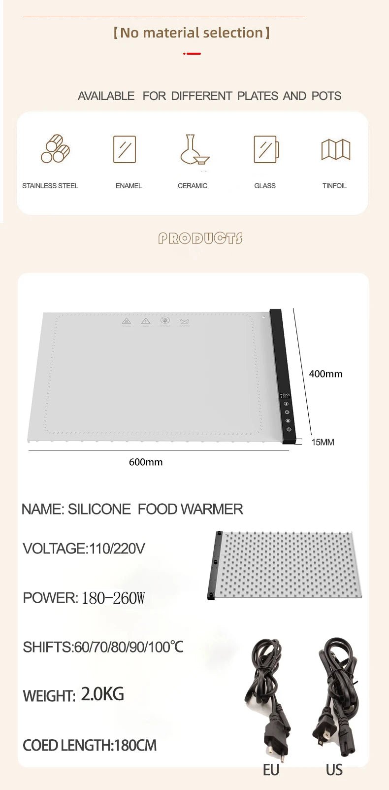 Silicone Heating Mat for Food Warming Trays | Rollable Party Buffet Warmer - GiftWave.co