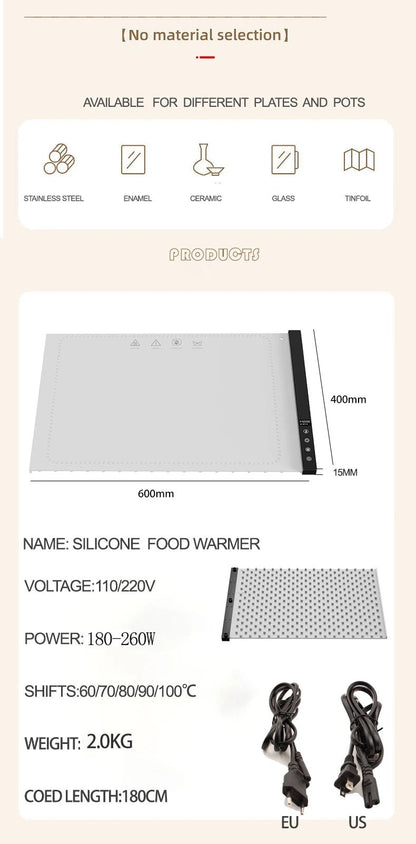 Silicone Heating Mat for Food Warming Trays | Rollable Party Buffet Warmer - GiftWave.co