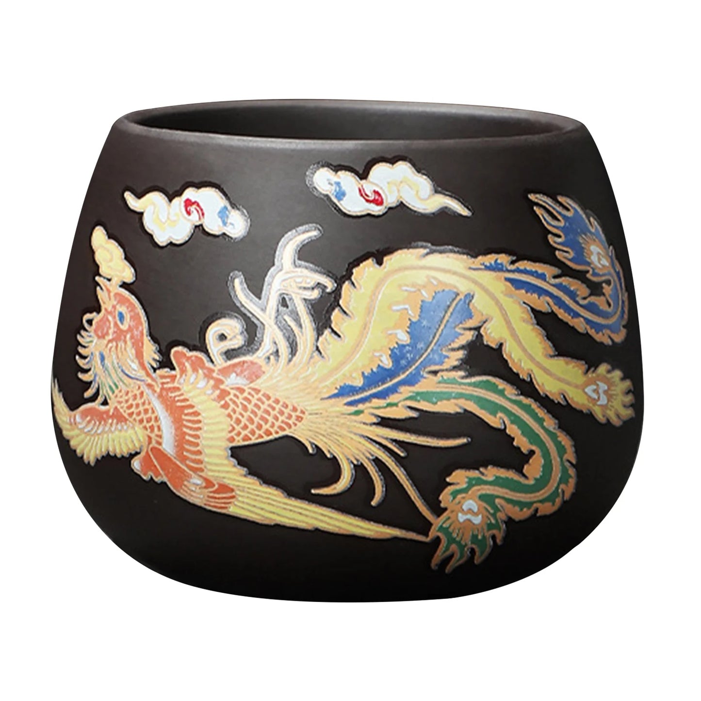 Hand-made Dragon & Phoenix Color-Changing Purple Clay Teapot | Traditional Zisha Art