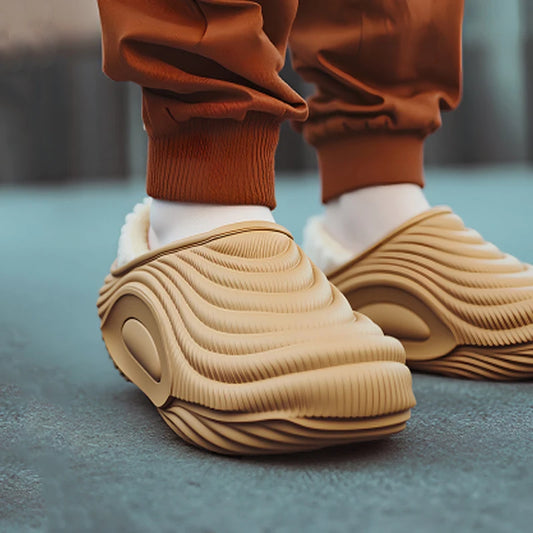 CloudWalk™ Waterproof Winter Slides | Plush-Lined EVA Thick-Bottom Slippers