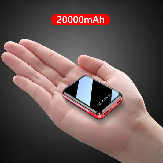 20000mAh Mini Power Bank | High-Capacity Portable Charger with Mirror Screen