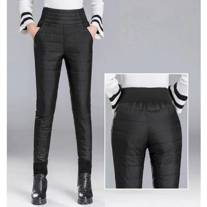 Winter Down Cotton Pencil Pants | Windproof High-Waist Warm Slim Trousers