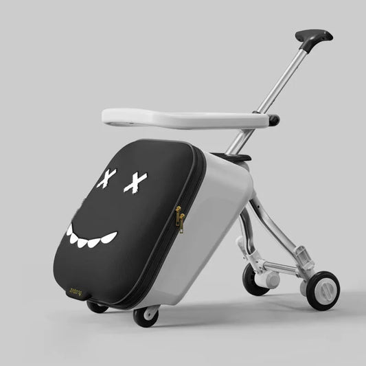 TravelTrek: Foldable Ride-On Trolley Luggage with Brake Wheels for Kids