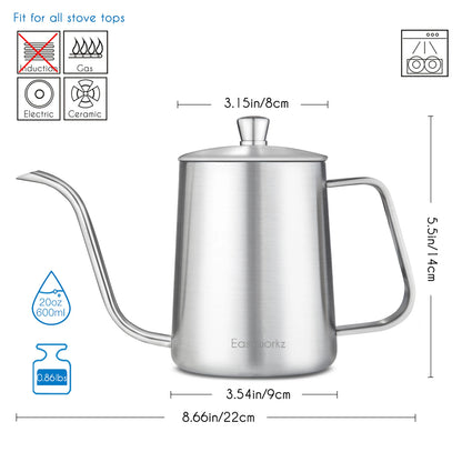 Easyworkz Gage Gooseneck Stainless Steel Pour Over Coffee Kettle - Coffe... — View 12