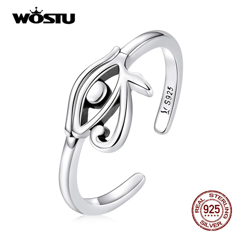 Eye of Horus Protection Ring | 925 Sterling Silver Lucky Hollow Open Ring