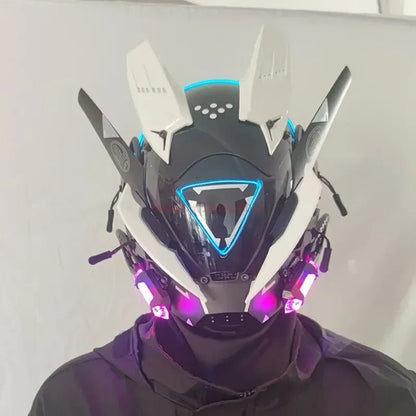 Cyberpunk Helmet Shinobi Mask: Robot Samurai Armor with LED Light — View 5