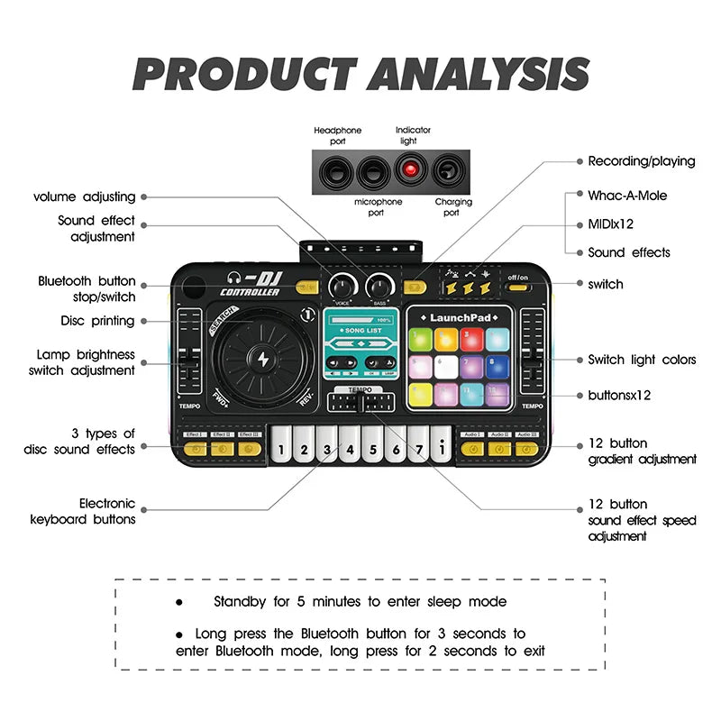 Kids Simulation DJ Mixer Controller | Multifunctional Musical Learning Toy — View 5