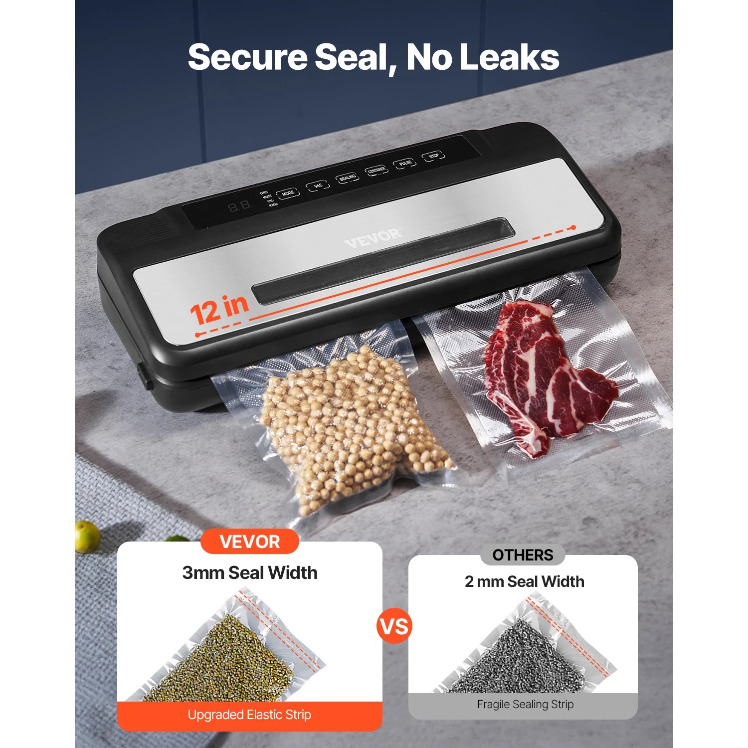 80Kpa Vacuum Sealer Machine 7-in-1 Dry Wet Food Sealer with Built-In Cutter — View 5