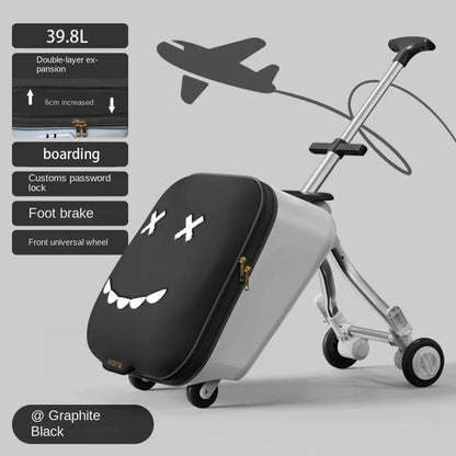 TravelTrek: Foldable Ride - On Trolley Luggage with Brake Wheels for Kids - GiftWave.co