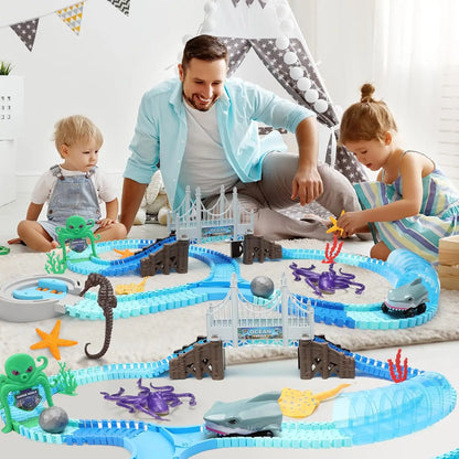 VATOS Ocean Adventure Shark Race Track | Flexible STEM Toy Set for Kids 3+