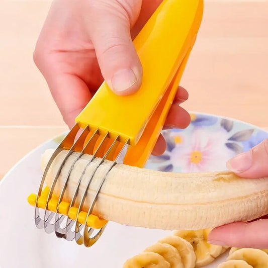 Banana Slicer Curved Handle Stainless Steel Fruit Cutter Kitchen Gadget ... — Gift Idea