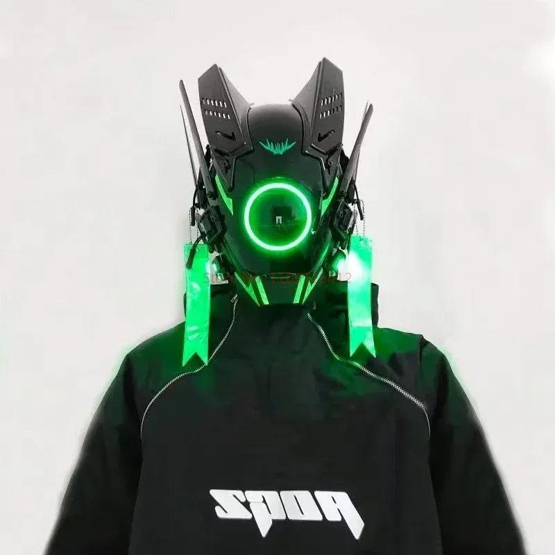 Cyberpunk Helmet Shinobi Mask: Robot Samurai Armor with LED Light — View 38