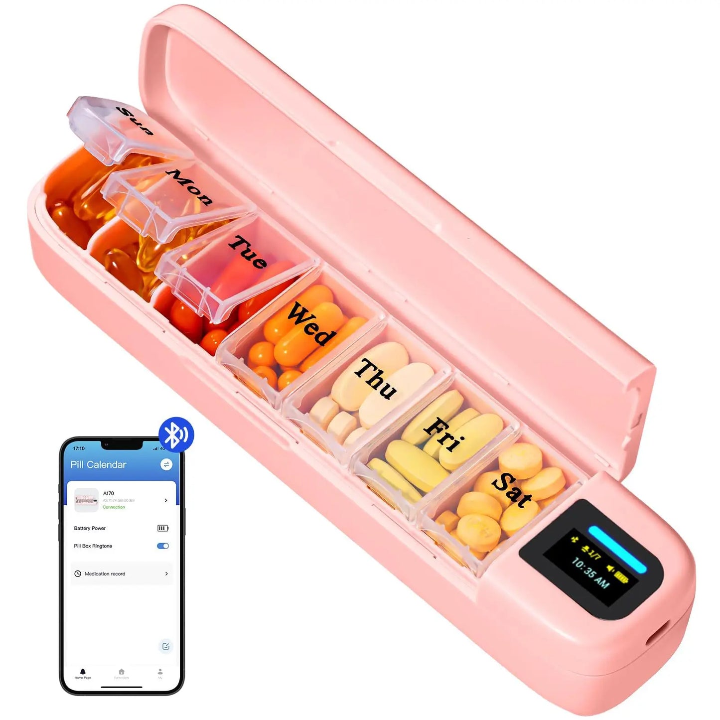 7-Day Smart Pill Box – Bluetooth Medication Organizer, LED Reminder Alar... — View 13