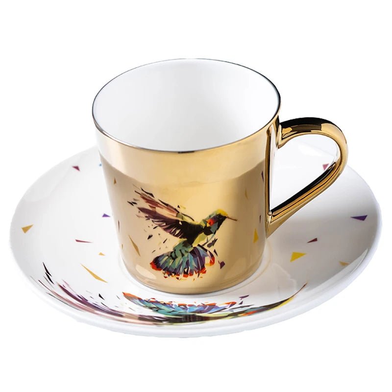 ZenSands Nordic Picasso Lion Mirror Cup Saucer Set Anamorphic Porcelain Illusion Coffee Cup Gift - GiftWave.co