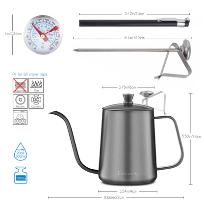 Easyworkz Gage Gooseneck Stainless Steel Pour Over Coffee Kettle - Coffe... — View 11
