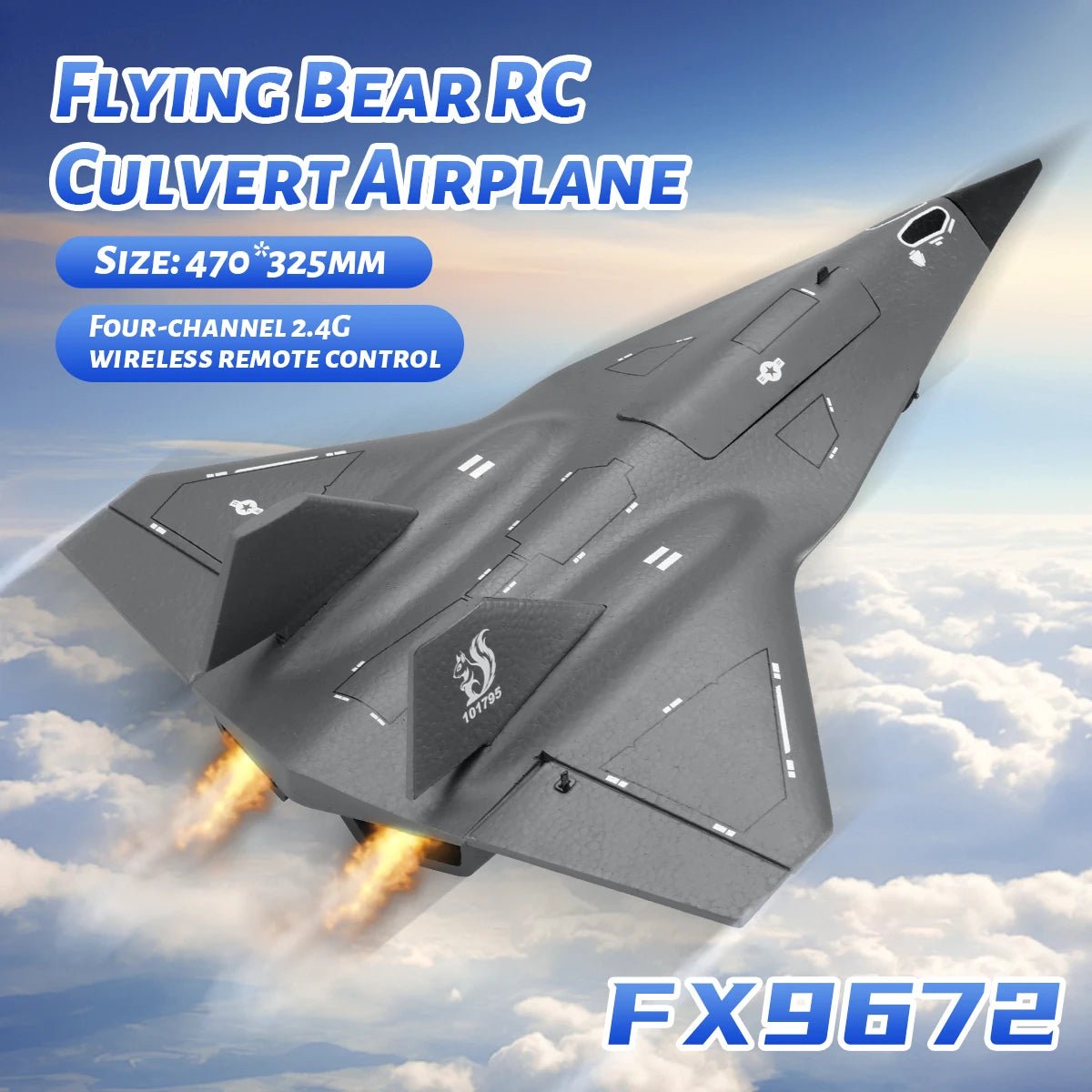 FX9672 "Darkstar" RC Stealth Jet | 4-Channel 2.4G High-Performance Aircraft — View 3