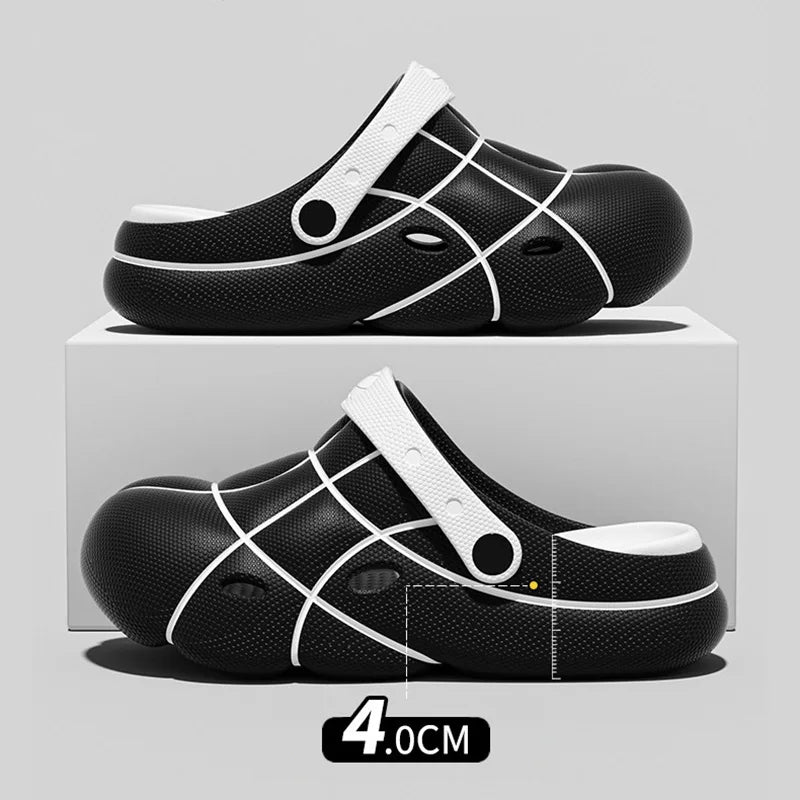 Basketball Design Men's Slides EVA Thick Sole Platform Slippers Sports B... — View 2