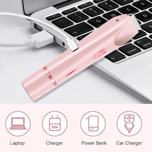 PureGlide 2 in 1 Electric Bikini Trimmer Shaver for Women, Dual Head Wet & Dry Hair Razor Waterproof with Detachable Heads - GiftWave.co