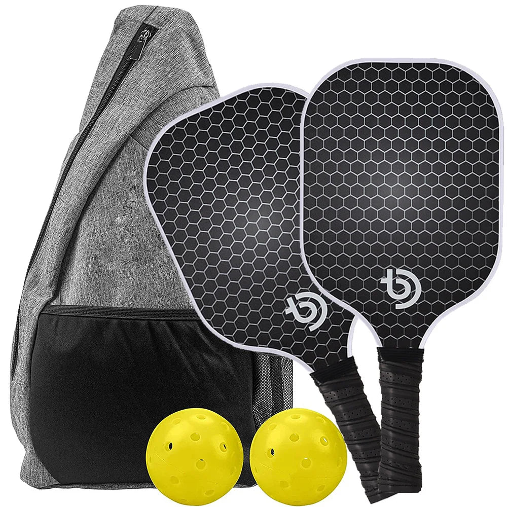 Pickleball Paddles Set 2 Graphite Carbon Fiber USAPA Approved Lightweight Indoor Outdoor All Ages Bag - GiftWave.co