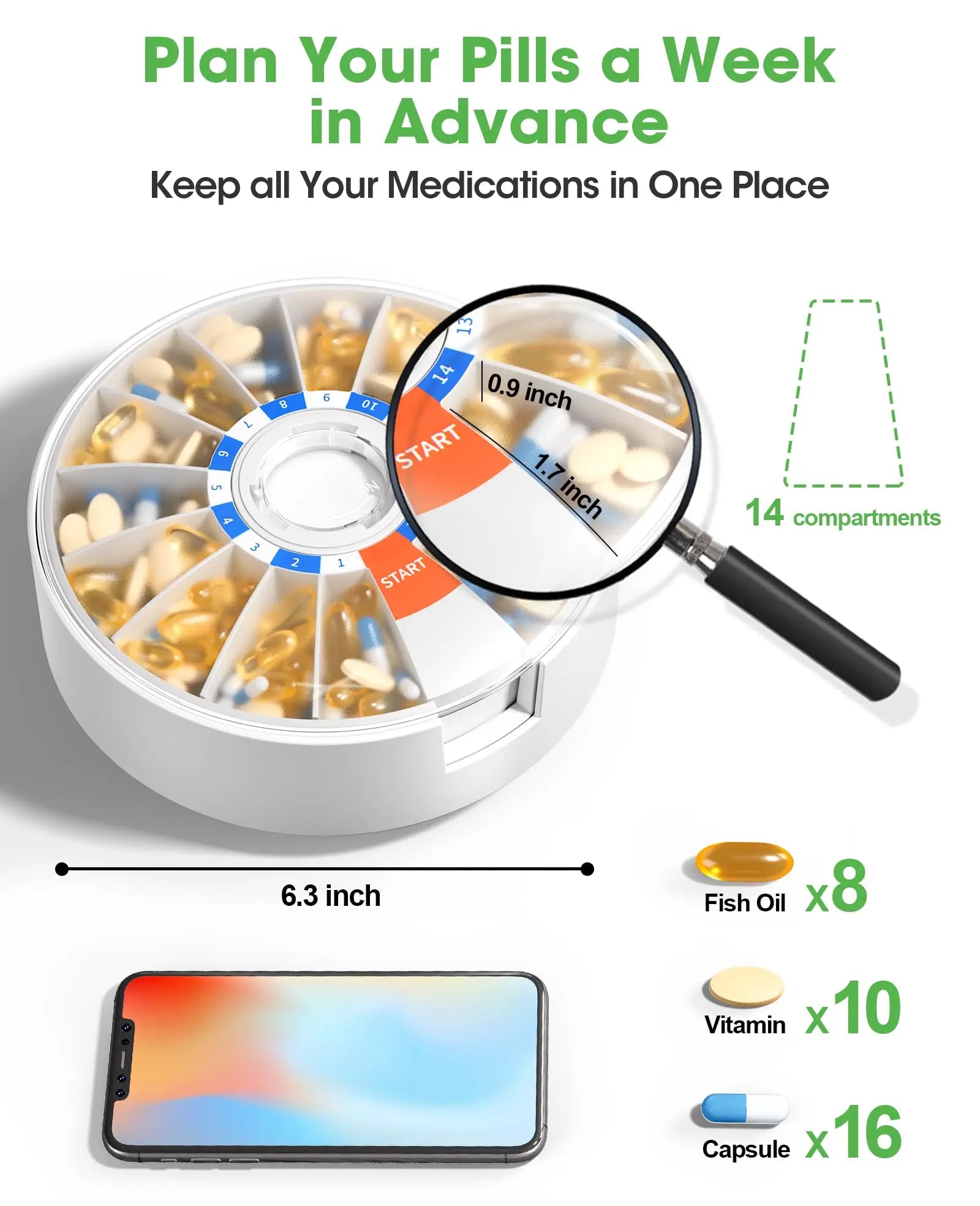 14-Day Smart Pill Organizer – Wall-Mounted & Tabletop Medicine Dispenser... — View 3