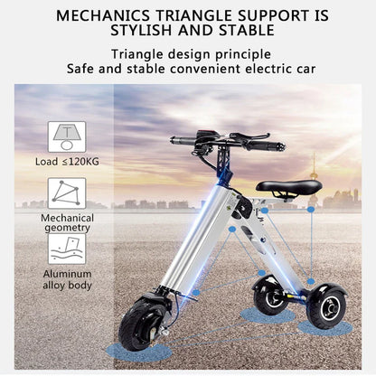 K7S Mini E-Bike | Foldable 3-Wheel Electric Scooter for Teens & Adults | 250W, 36V, 7.8Ah Electric Bike