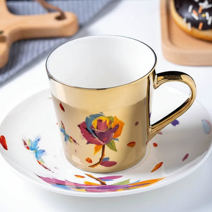ZenSands Nordic Picasso Lion Mirror Cup Saucer Set Anamorphic Porcelain Illusion Coffee Cup Gift - GiftWave.co