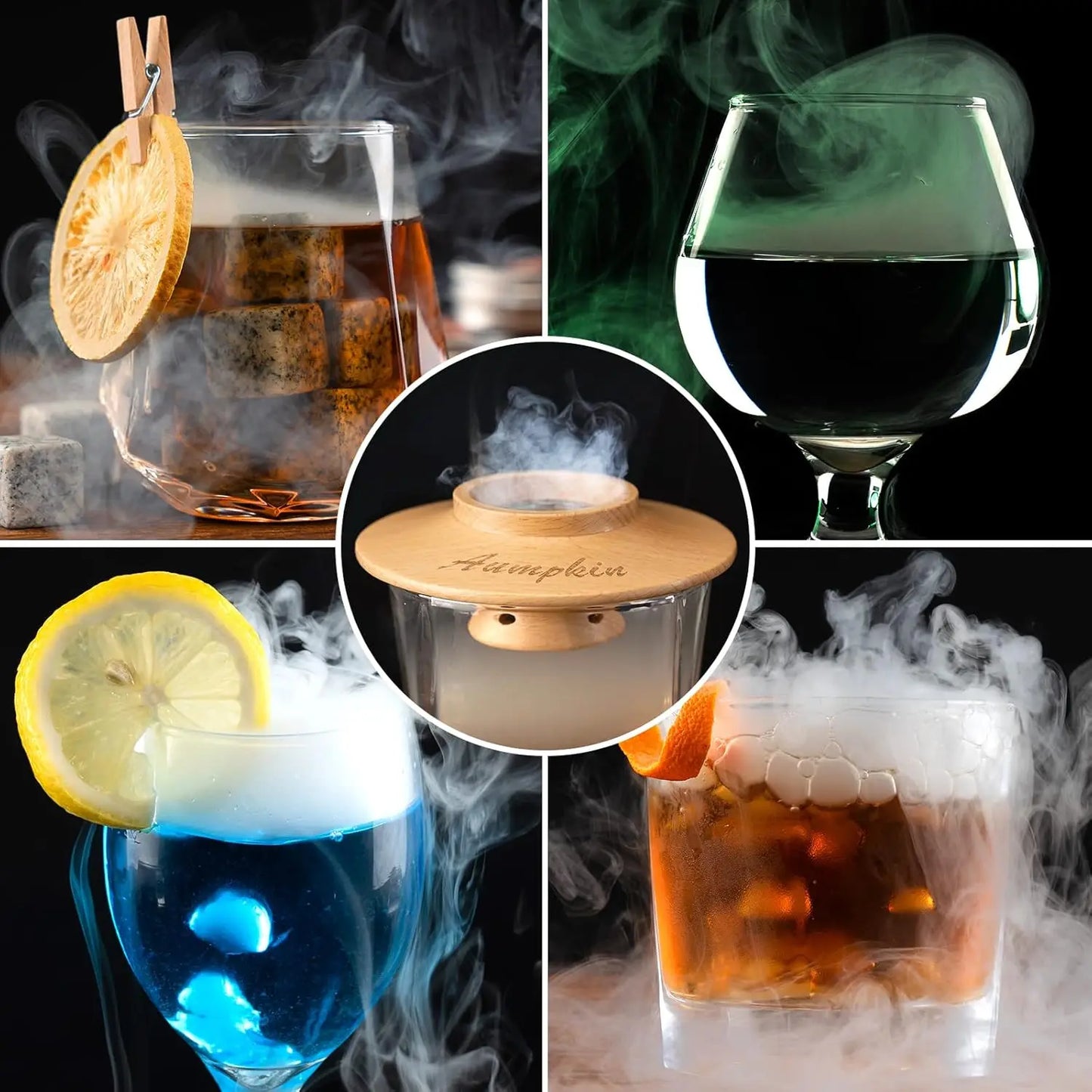 Cocktail Smoker Kit – Oak Smoke Top, Torch, 2 Glasses, 6 Wood Chips – Ol... — View 7
