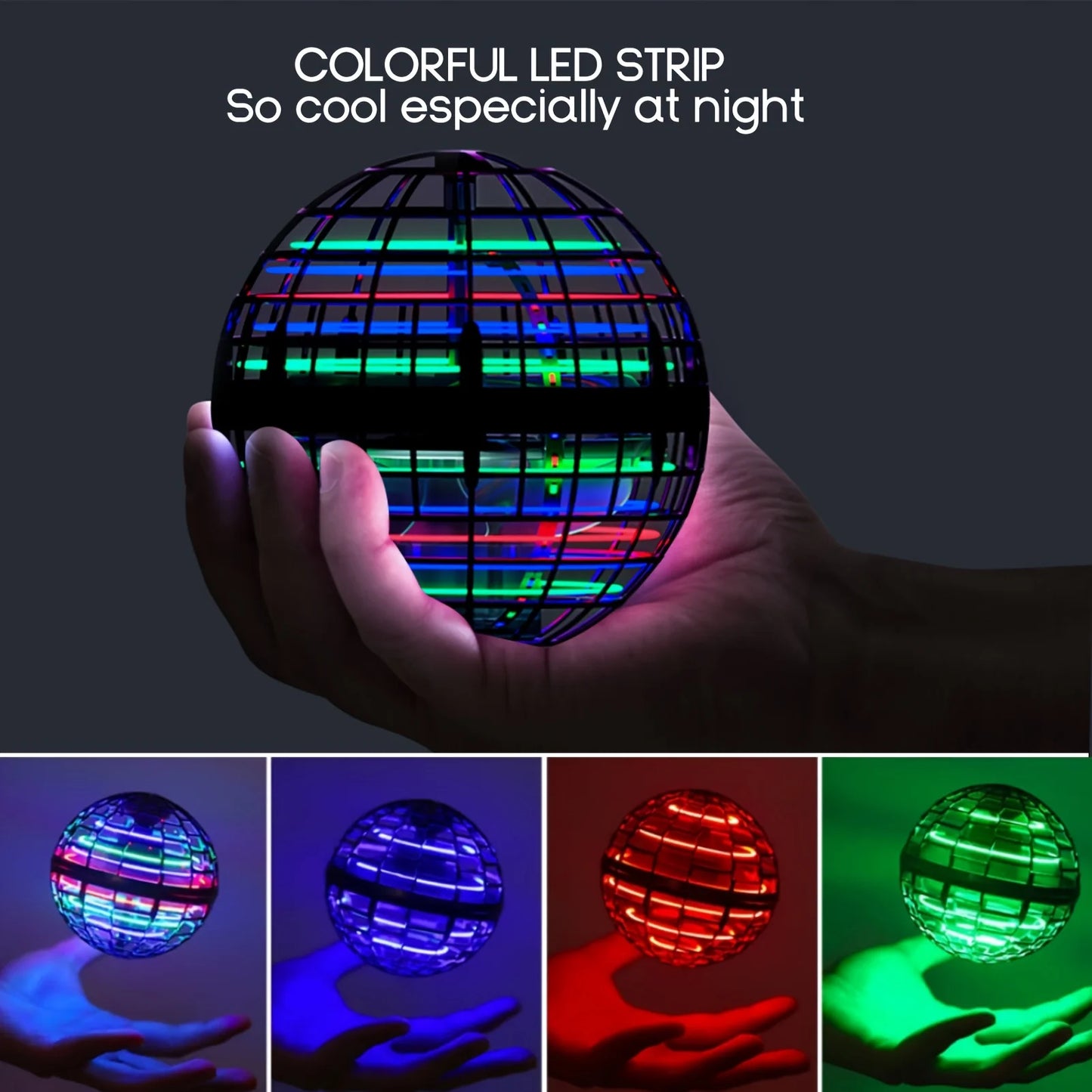Rechargeable Flying Hover Ball Toy with RGB Lights, Hand-Controlled Floa... — View 6