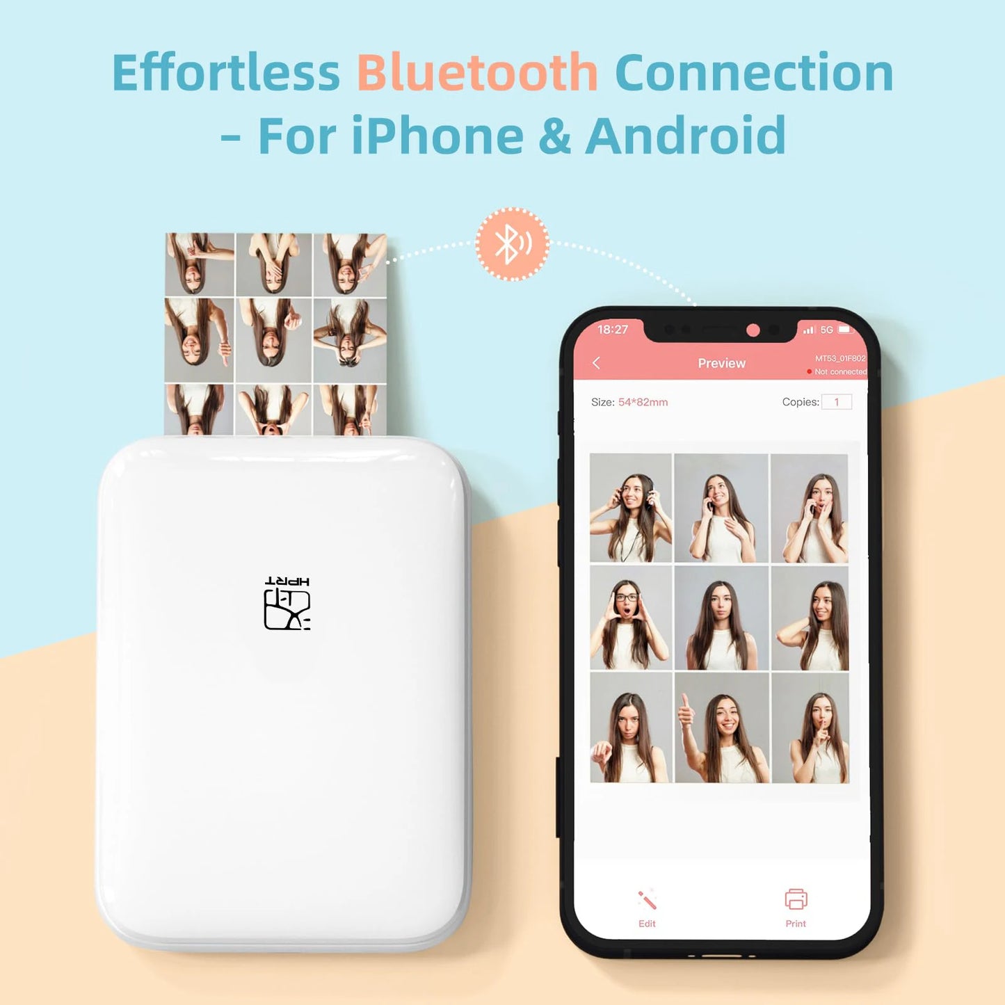 Portable Color Photo Printer Bluetooth Mini Mobile Pocket Printer 2x3 In... — View 2