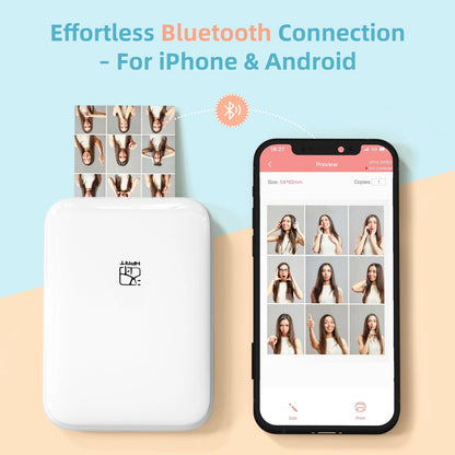 Portable Color Photo Printer Bluetooth Mini Mobile Pocket Printer 2x3 In... — View 2