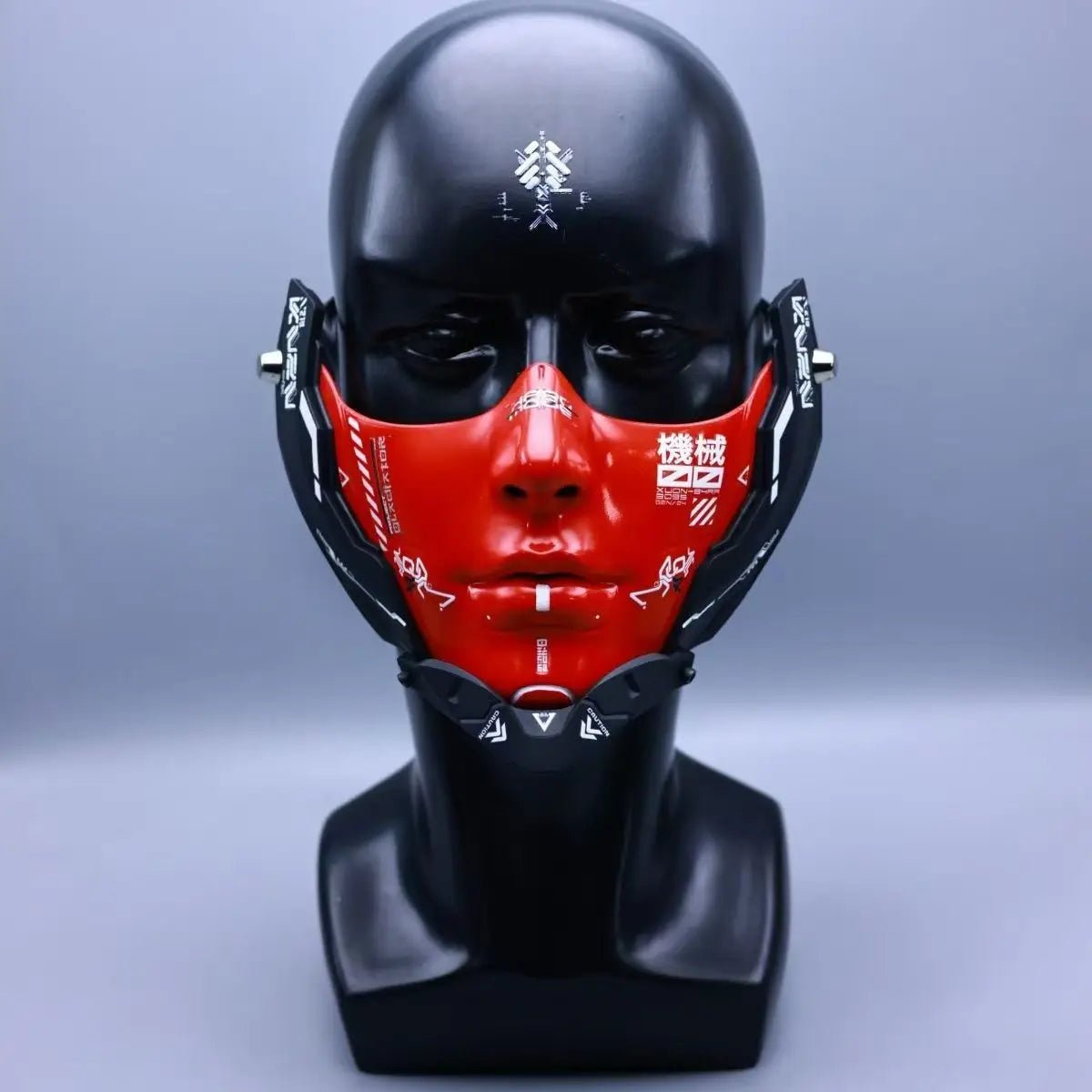 Cyberpunk Half Face Mechanical Mask – Red | Cosplay & Halloween Costume ... — View 3