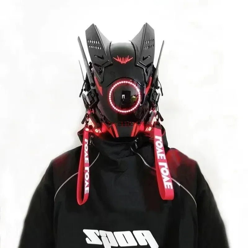 Cyberpunk Helmet Shinobi Mask: Robot Samurai Armor with LED Light — View 13